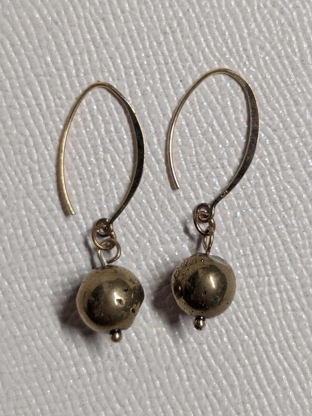 Pyrite Crystal Gold Ball Drop Earrings - Women Jewelry Stamped Gold Vermeil 925